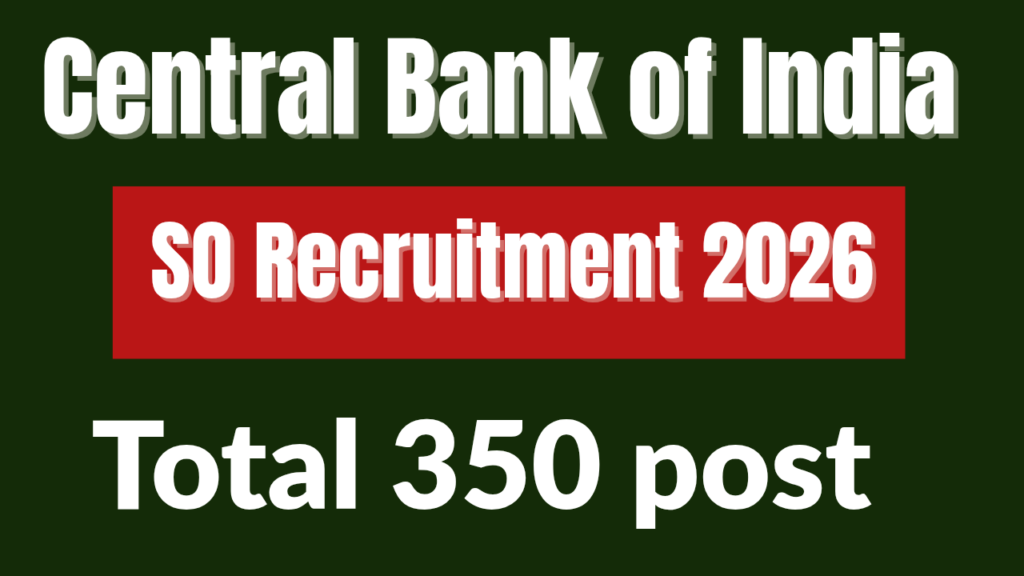 Central Bank of India SO Recruitment 2026