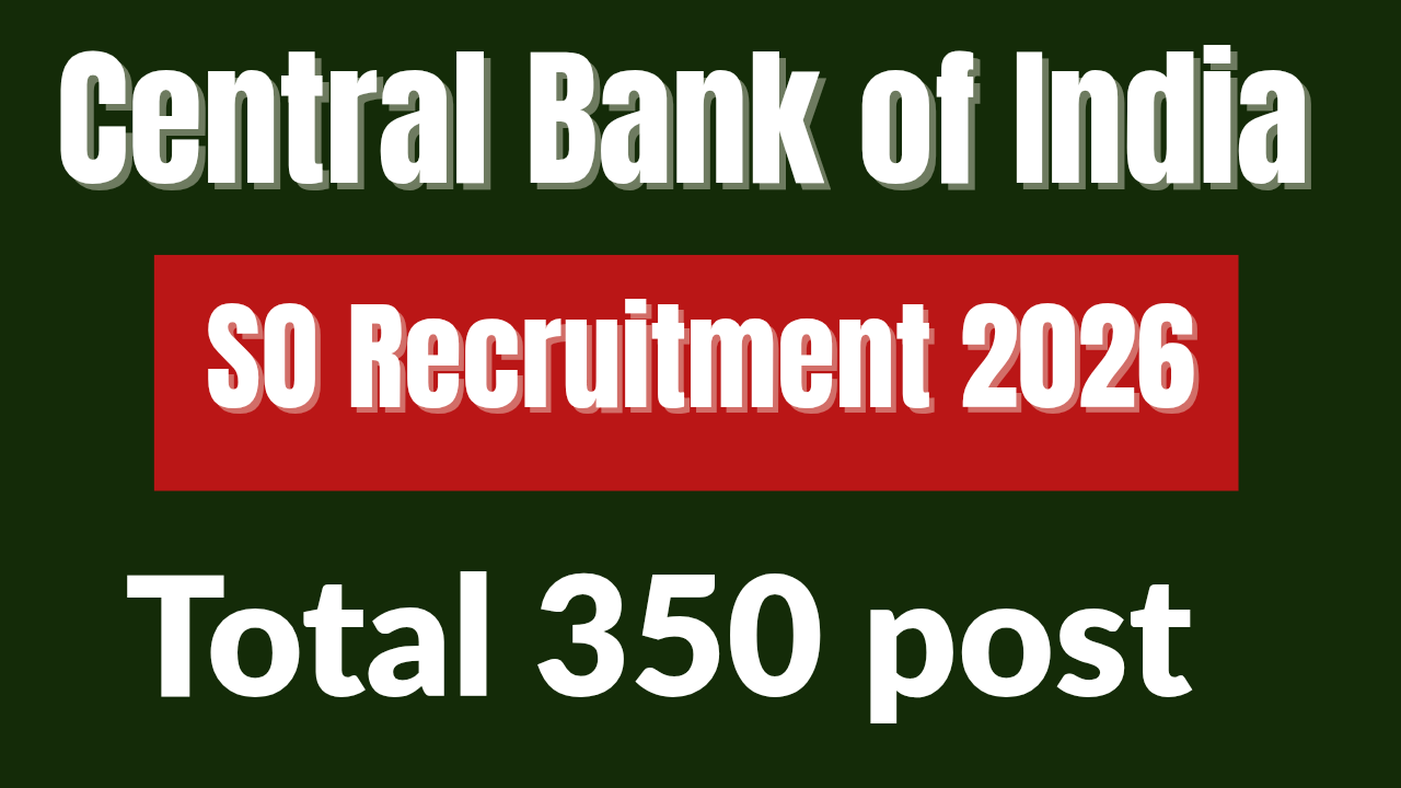 Central Bank of India SO Recruitment 2026